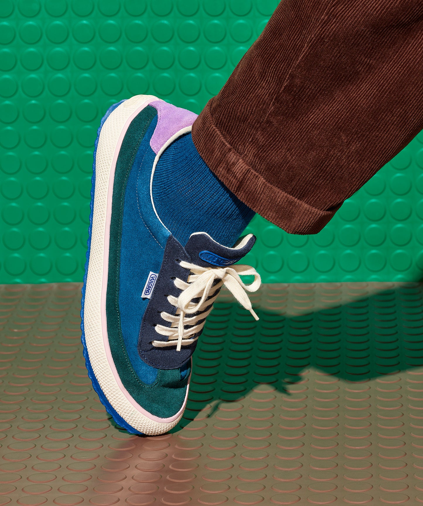 Men shoes (herenschoen) blue and green biodegradable suede. 