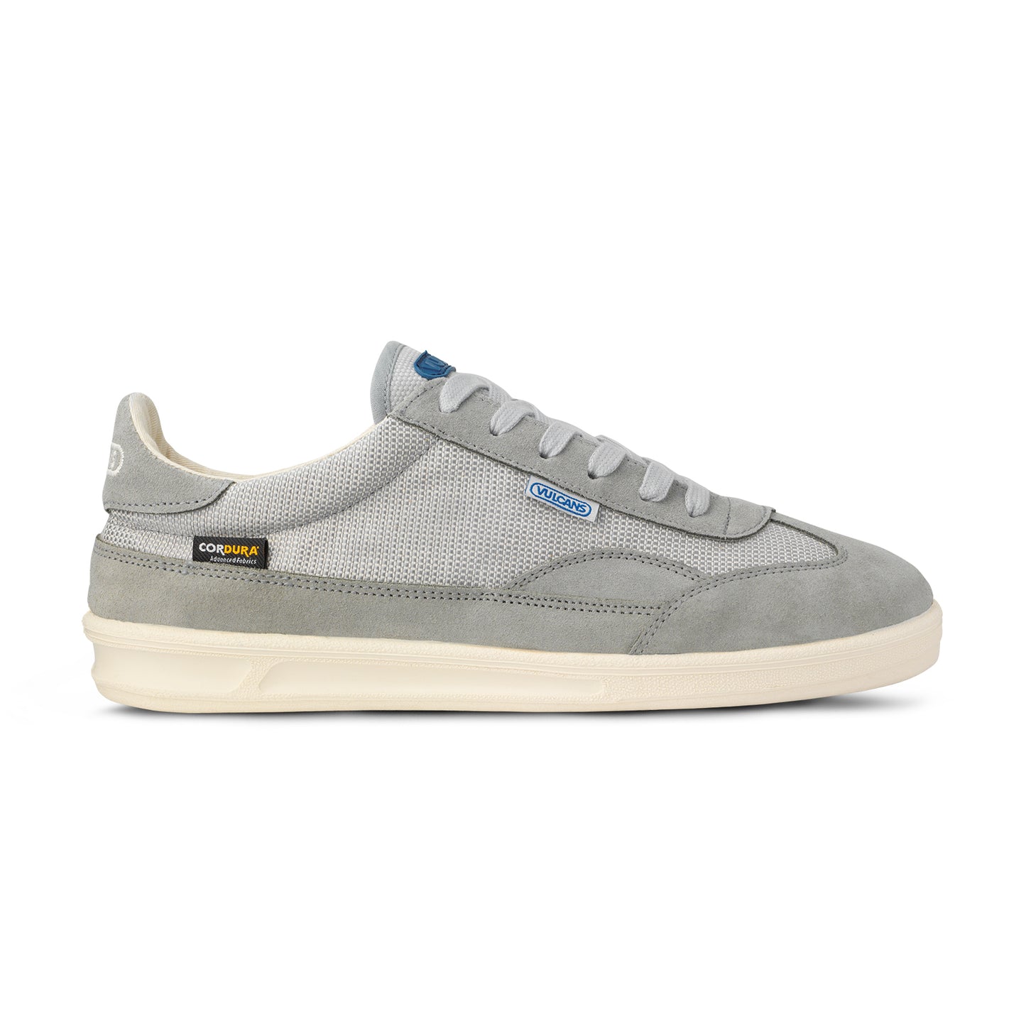 Grey sneaker with Cordura brand logo.