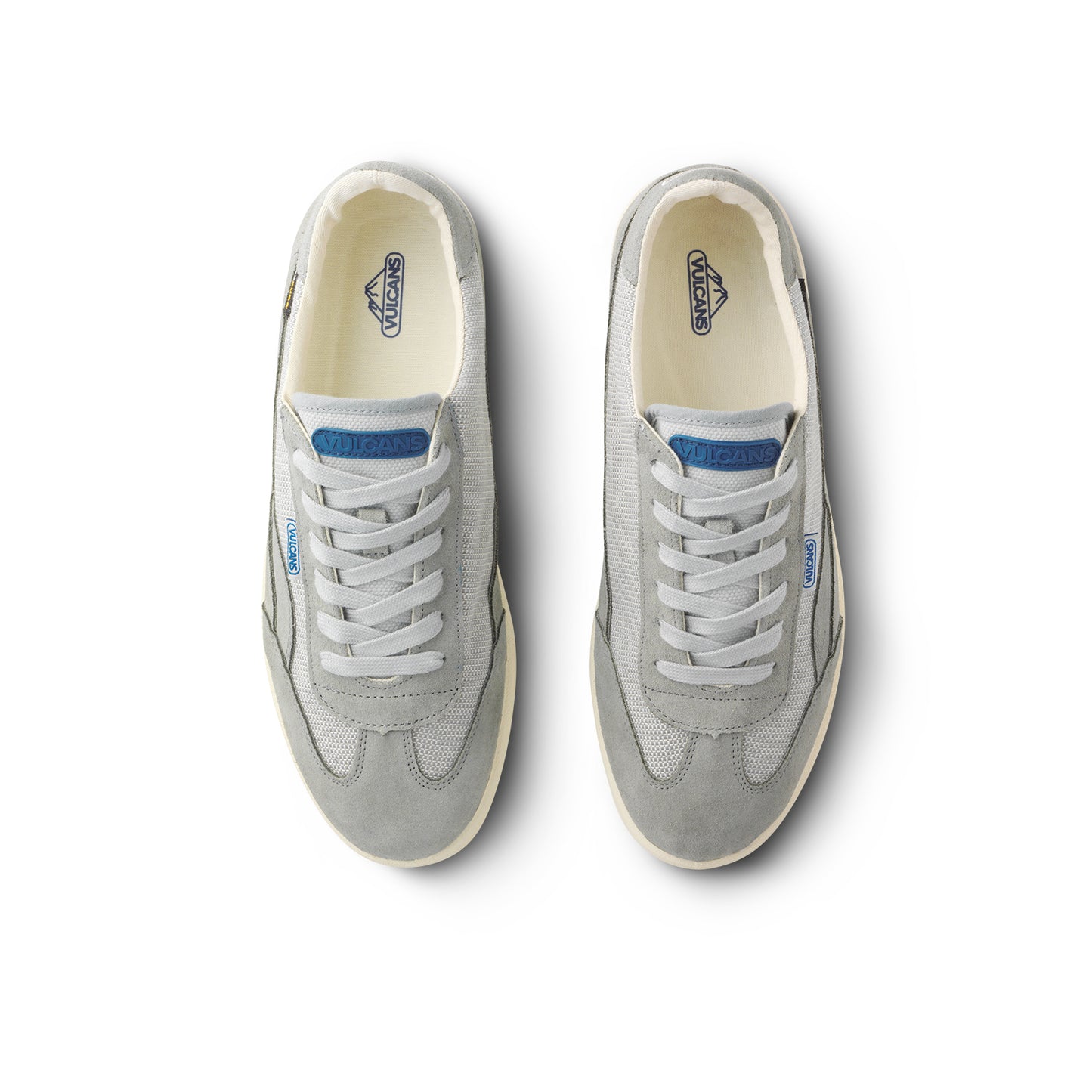 Pair of grey Cordura sneakers with grey laces. 